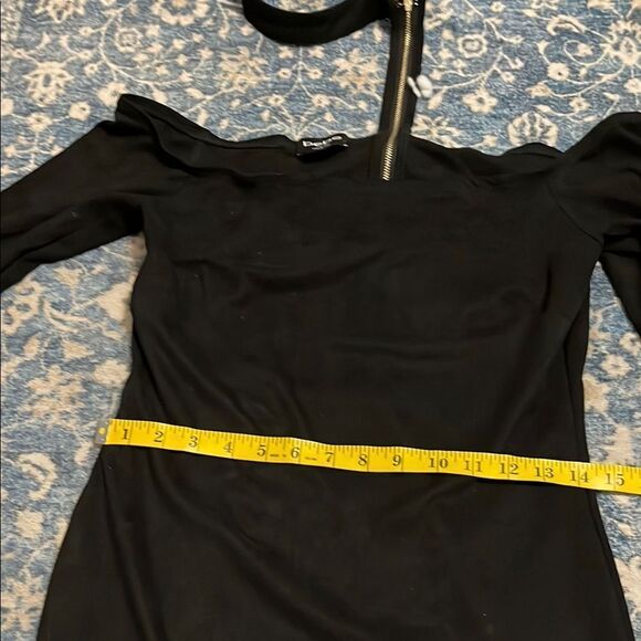 Bebe Elegant Black Choker One-Shoulder Dress Party Event Wedding Guest - Picture 7 of 11